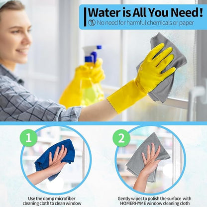 Microfiber Cleaning Cloth - 6 Pack Glasses Cleaning Cloth, 16" x 14" Window Cleaning Rags, Streak Free Lint Free Polishing Cloths Wipes for Eye Glass, Stainless Steel, Windshield, Grey