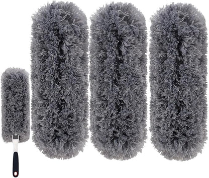 Reusable Microfiber Duster Refills Compatible with OXO & MR.SIGA Duster - Washable Duster for Household Cleaning Dusting Furniture Blind Ceiling Fan - 3Pack Grey(Handle NOT Included