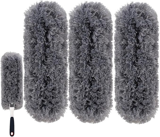 Reusable Microfiber Duster Refills Compatible with OXO & MR.SIGA Duster - Washable Duster for Household Cleaning Dusting Furniture Blind Ceiling Fan - 3Pack Grey(Handle NOT Included