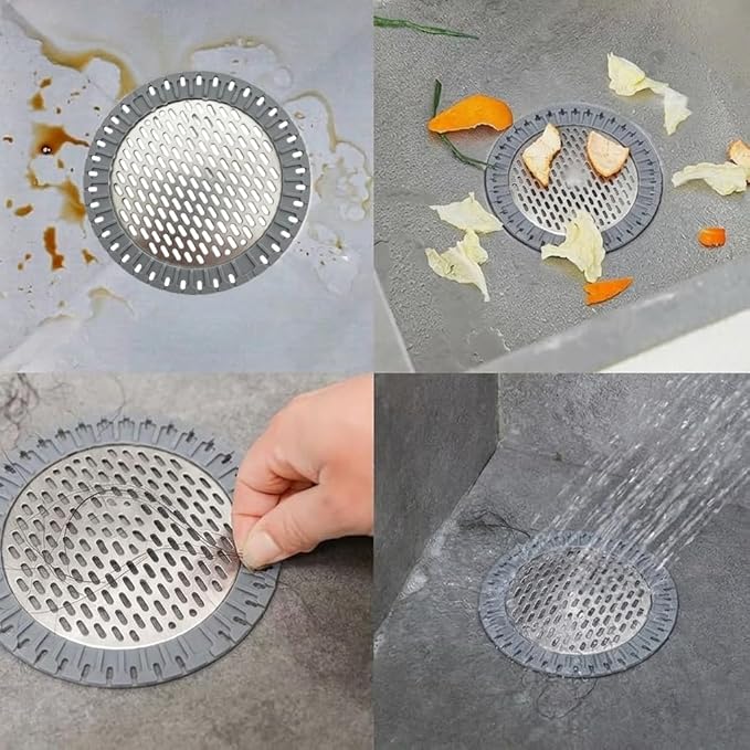 2 Pack Round Shower Drain Hair Catcher Stainless Steel | Anti-Clog Hair Stopper for Bathroom & Tub | Non-Slip Suction Cups | Easy-Clean Drain Protector