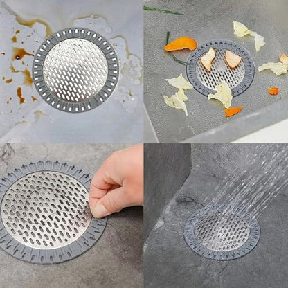 2 Pack Round Shower Drain Hair Catcher Stainless Steel | Anti-Clog Hair Stopper for Bathroom & Tub | Non-Slip Suction Cups | Easy-Clean Drain Protector