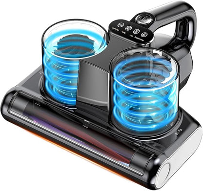 Mattress Vacuum Bed Vacuum Cleaner 16Kpa Suction 253.7nm UV-C Light, 140°F Heated Air, 30000 RPM Brushroll, Ultrasonic, HEPA Filter, Handheld Vacuums for Carpet/Sofa, 500W Corded, (Orange)