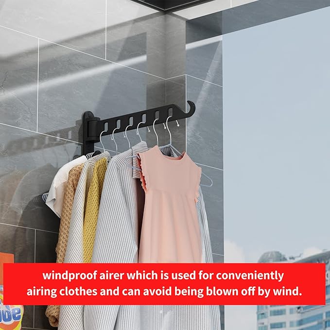 JOOM Laundry Drying Rack Wall Mounted Clothes Drying Rack Clothes Hanger Coat Hanger Garment Hooks Metal Clothes Hooks Black