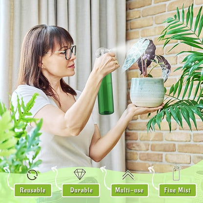 6-Pack 200ml Green PET Plastic Spray Bottles with Clear PP Head Empty Fine Mist Liquid Sprayer Multi-Purpose Atomizer Dispenser for Home,Garden and Beauty