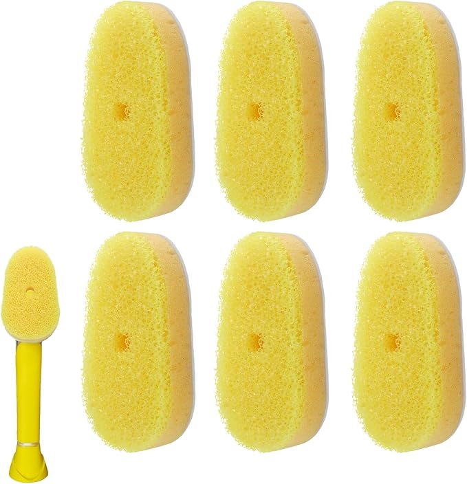 Packs Refill Heads Compatible with Dish Daddy, Non-Scratch Wand Refill Sponge Heads Compatible with Scrub Daddy, Upgrade Much Thicker and Durable (6)