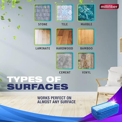 Millifiber Reusable Mop Pads Compatible with Swiffer WetJet (4 Pack) - Microfiber Mop Refill for Wet Mopping Cloths - Hardwood Floor Cleaning Spray Pads are Reusable Replacements