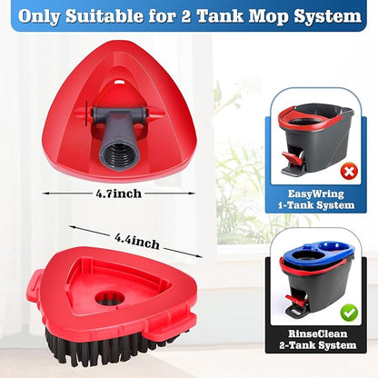 Spin Mop Refills Compatible with OCedar RinseClean 2-Tank System - 6-Piece Set Includes 4 Washable Microfiber Replacement Heads, 1 Base & 1 Small Gray Full Cleaning Brush - Floor Cleaning Accessories