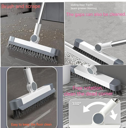Microfiber Mop Bucket Set, Flat Mop with Bucket, Floor Brush & Glass Squeegee Included, Wet Dry Cleaning System with 6 Washable Pads (1 Mop+6 Microfiber Pads+1 Bucket+1 Floor Brush+1 Glass Wiper)