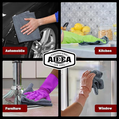 AIDEA Microfiber Cleaning Cloth Grey, 600PK, Microfiber Towels for Cars, Shop Towels Cleaning Rags, Premium Wash Cloths, Absorbent Towel for SUVs, House, Kitchen, Commercial, Cleaning Supplies 12×12"