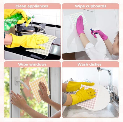 wlich 5PCS Swedish Dishcloths for Kitchen, Reusable Dish Rags for Washing Dishes with Clips, Non-Scratch Kitchen Towels and Dishcloths Sets, Washable Swedish Dish Cloths, No Odor(Grid)