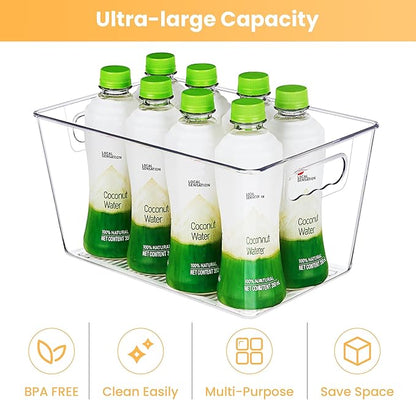 YIHONG Clear Pantry Storage Organizer Bins, 10 Pack Plastic Food Storage Bins with Handle for Kitchen,Refrigerator, Freezer,Cabinet Organization and Storage