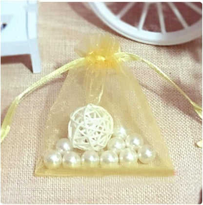 100pcs 5x7 inch Gifts Wrap Bags Gold, Organza Sheer Fabric Bulk, Drawstring Reusable Recycled Pouch for Baby Shower Favor, Craft Business, Beach, Standard Size Elegant Business Card, Cute Little Toy
