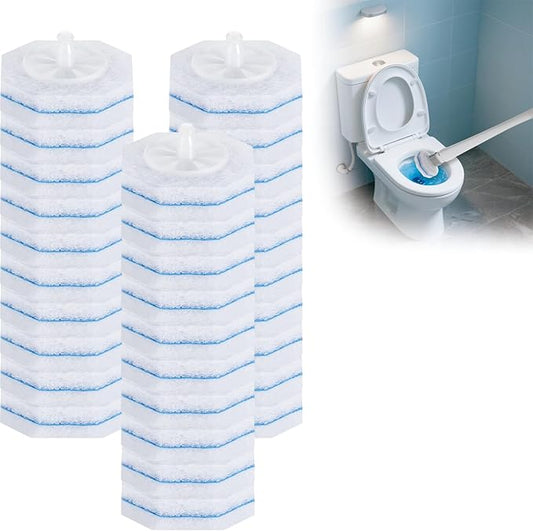 30 Ct Disposable Toilet Wand Refills, Toilet Bowl Cleaner Scrubbing Pads, Unscented Preloaded Refills, Compatible with Most Wand Handles