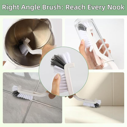 Crevice Cleaning Brush, Hard Bristle Cleaning Tool with Scraper, Grout Brush kit for Bathroom, Kitchen, Sink, Faucet, Window Grooves, Bottles, Blenders, 12Pcs