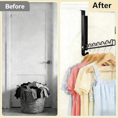 Over The Door Hooks, Double Folding Portable Over The Door Drying Rack for Small Space, Laundry Bathroom Bedroom Closet Travel Storage and Drying (1Pack, Black)