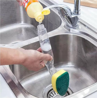 Heavy Duty Dish Wand Refills Kit – 6 Non-Scratch Sponge Heads with Handle, Soap Dispenser & Scrub Brush – Dishwasher Safe Cleaning Tool for Pots, Pans & Dishes