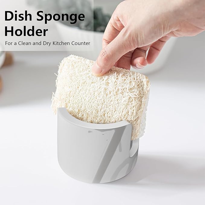 Diatomite Sponge Holder for Kitchen Sink, 3x2.5inch Quick Drying Stone Sponge Holder Kitchen Organizer Water Absorbing Sink Caddy Dish Sponge Holder for Kitchen Soap Dishes Organizer, Gray