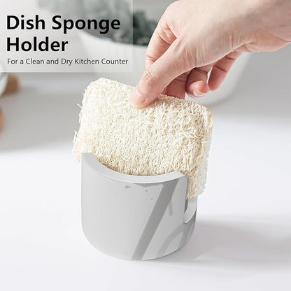 Diatomite Sponge Holder for Kitchen Sink, 3x2.5inch Quick Drying Stone Sponge Holder Kitchen Organizer Water Absorbing Sink Caddy Dish Sponge Holder for Kitchen Soap Dishes Organizer, Gray