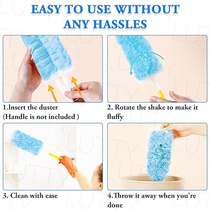 40 Count Dusters Refills – 360° Dusting Pads with Upgraded Thick Fibers, Disposable & No Washing Needed,Duster Heads for Blinds Ceiling Fans Furniture Multi-Surface Dusting