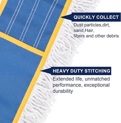 KeFanta 24" Commercial Dust Mop Replacement Heads, Reusable Industrial Dust Mop Pads, Blue Washable Cotton Dust Mop Refill for Floor Cleaning & Janitorial Supplies, Only Fits:B0D7MKSZ8N,B0FHHPTZHQ