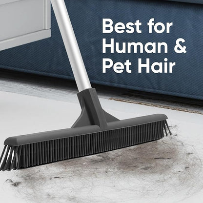 Superio 16” Pet Hair Remover Silicone Broom Head Only - Carpet Rake for Fur Removal - Rug Rake to Fluff Carpet – for Dust on Hardwood Floor & Tile – Rinse to Clean