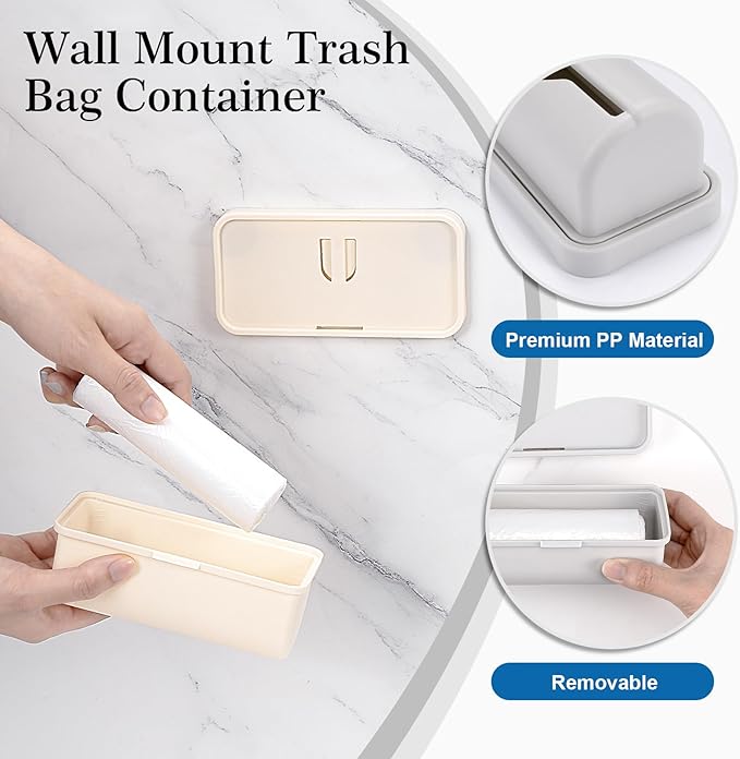 3Pcs Trash Bag Dispenser, Wall Mount Trash Bag Holder, Plastic Grocery Bag Holder Large Opening Design Easy to Take Out for Kitchen Bathroom Toilet,5.9 x 2.36 x 2.9