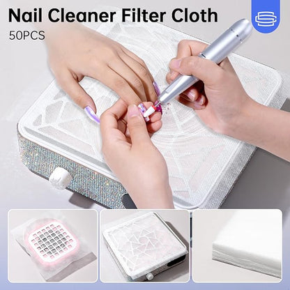 50PCS Nail Dust Collector Filter Cotton, PP Material Dust Collector Nail Tech Filter Cotton Pad Replacement Nail Vacuum Dust Collector Filters Film Paper for Nail Supplies