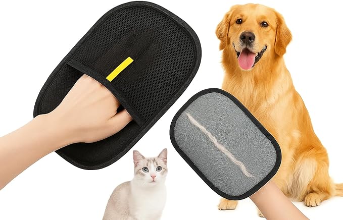 2 Pack Pet Hair Remover Gloves for Furniture & Clothes – Reusable Lint Remover Mitt for Dog & Cat Fur – Easy Clean Fur Remover for Couch, Carpet, Car Seats