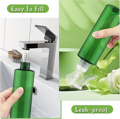 6-Pack 200ml Green PET Plastic Spray Bottles with Clear PP Head Empty Fine Mist Liquid Sprayer Multi-Purpose Atomizer Dispenser for Home,Garden and Beauty