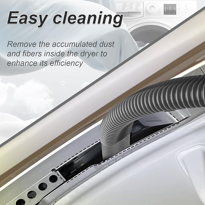 Upgraded Dryer Vent Cleaner Kit: Universal Vacuum Hose Attachment for Lint Removal Fits All Vacuums Cleaner Dryer Cleaning Tools for Clogged Ducts (Grey)