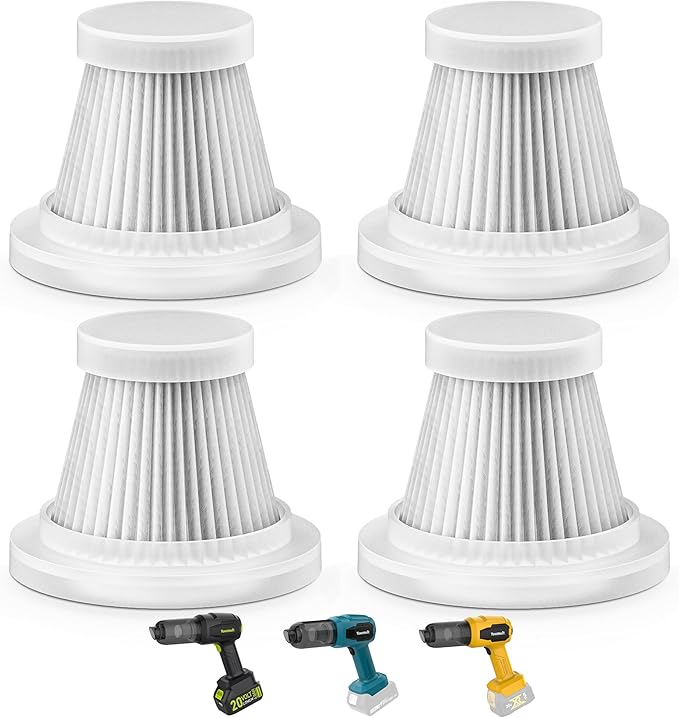 4 Pack Replacement HEPA Filter Element Washable Reusable for Handheld Vacuum Small for Car Desk Auto Vacuum Cleaner for Battery Powered Car Vacuum Cordless(Filters Only)