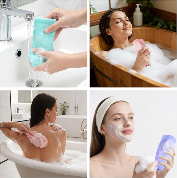 8 Pcs Exfoliating Mesh Soap Bag, Multicolor Soap Saver Pouch with Drawstring Reusable Bubble Soaps Scrubber Pouch Portable Body Cleaning Tool for Shower Body Facial Cleaning
