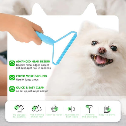 Honeydak 3 Pieces Hair Remover Tool Dog Hair Remover Pro Silicone Cleaner Brush Roller Fuzz Hairball Brush for Carpet Rake, Car Mat, Couch, Pet Bed, Clothes(Green, Light Blue)