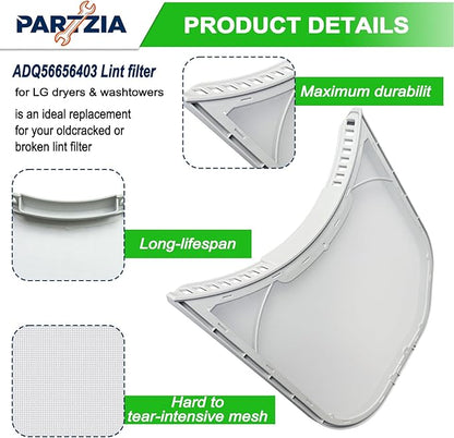 ADQ56656403 Dryer Lint Filter Replacement for LG Dryer & WashTowers, Durable Dryer Lint Screen Trap with Dryer Vent Lint Brush - Replaces ADQ56656403 AP4457244 1462822 AP7012980 PS16546780