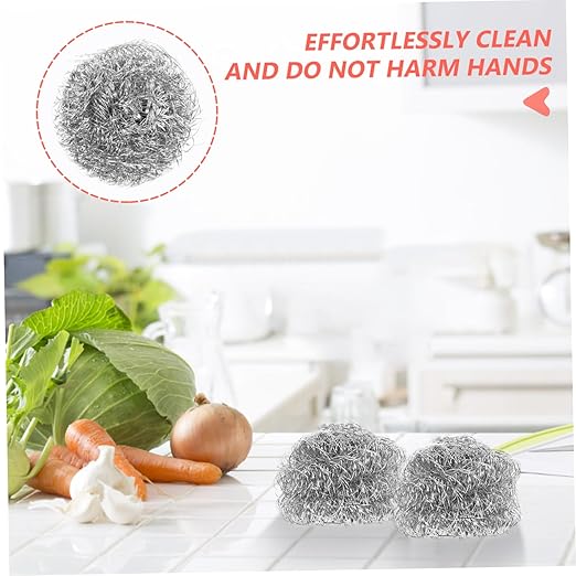 Zerodeko Stainless Steel Kitchen Cleaning Ball Effortless Dish Washing Tool for Pots Pans Non Skid Scourer for Thorough Cleaning
