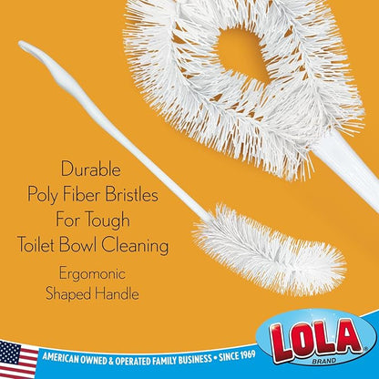 LOLA Toilet Bowl Brush w/Curved Head, Coated Wire, Durable Poly Bristles, Reaches Under Toilet Bowl Rim, 1 Pack