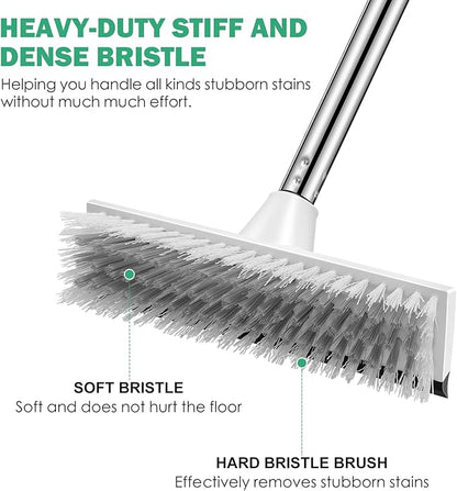 SetSail Floor Scrub Brush with 51-Inch Long Adjustable Handle 2 in 1 Scrape Brush Stiff Bristle Floor Scrubber for Cleaning Shower Bathroom Garage Kitchen Wall Deck Tub Tile,Black White