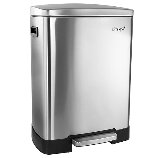 Elama Kitchen, Home and Office Versatile Step Trash/Recycling Bin with Slow Close Mechanism (Split 6.6 Gallon + 3.9 Gallon Silver)