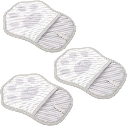 POPETPOP 3pcs Pet Grooming Gloves Set Electrostatic Hair Removal Mitts for Dogs and Cats, Soft Bathing and Shedding Brush, Reusable Pet Hair Catcher for Grooming and Cleaning