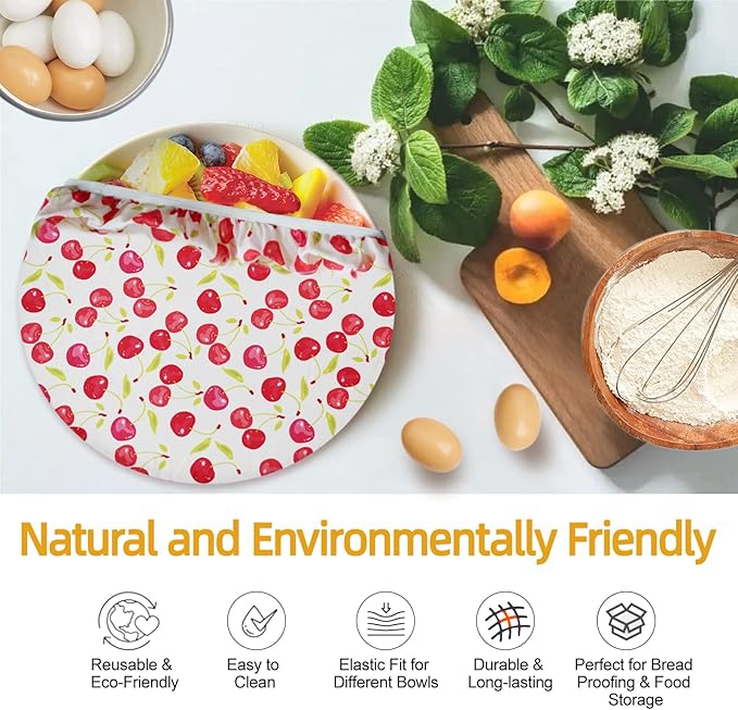 4PCS Reusable Beeswax Bowl Covers for Bread Proofing, Washable Sourdough Proofing Covers, Elastic Cotton Dish Domes for Food Storage