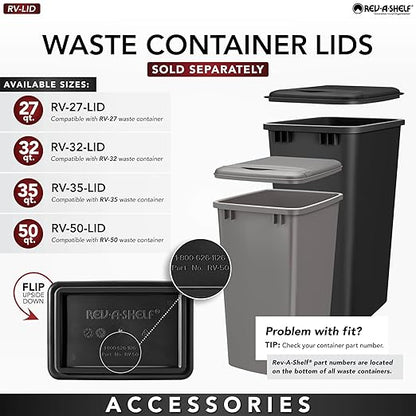 Rev-A-Shelf Top Mount Double Pullout Under Cabinet 50 Quart Kitchen Trash Cans w/Soft-Close for Full Height Cabinet, 150 Pound Rated Full-Extension Slides, 4WCTM-2150BBSCDM-2