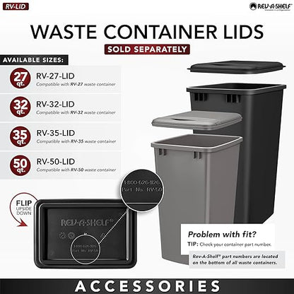 Rev-A-Shelf 35 Qt Top Mount Double Pullout Under Cabinet Kitchen Trash Cans w/Soft-Close for Base Cabinets,150 Pound Rated Full-Extension Slides, Min Opening Width of 15", Silver, 4WCTM-18BBSCDM2