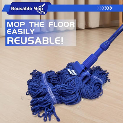 4 Pack Heavy Duty Commercial Mop Head Replacement,Commercial String Mop Head，Loop-End Mop Head Replacement,Cotton Washable Industrial Mop Head,Wet Cleaning Mop Head for Home,Industrial and Commercial