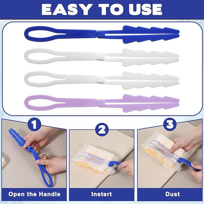 4 Pack Foldable Replacement Duster Handle Compatible with Swiffer Duster Handle, Plastic Dusting Wands for Tight Spaces 4 Color