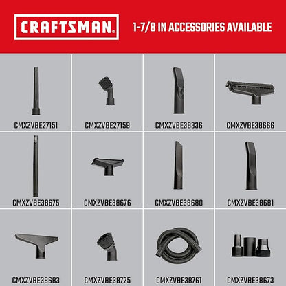 CRAFTSMAN CMXZVBE38680 1-7/8 in. Crevice Tool Wet Dry Vac Attachment, Industrial-Grade Shop Vacuum Accessory for Cleaning Tight Spaces, Fits 1-7/8 in. Hose Diameter