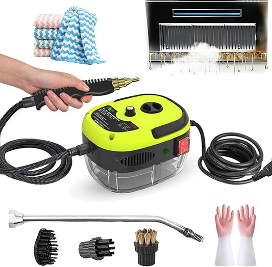 2500w Handheld High-Temperature Pressurized Steam Cleaner, 2026 Upgraded Portable High Pressure Steam Cleaner, 2500watt Handheld Steam Cleaner for Kitchen, Bathroom, Furniture, Car (Basic-Green)
