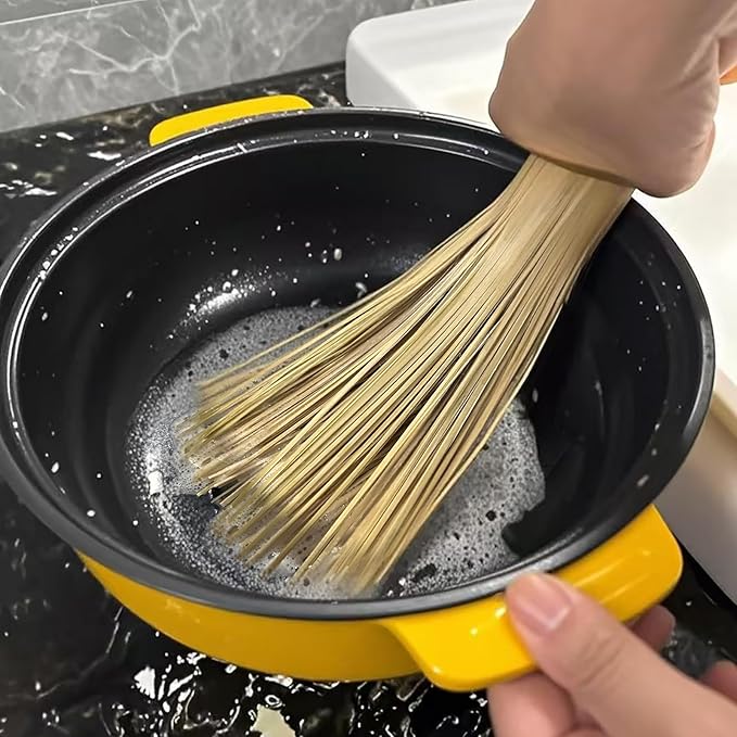 Handmade Bamboo Wok Brushes 2 Pack – 100% Natural, No Metal, Eco-Friendly Scrubbers for Carbon Steel & Cast Iron Woks, Pans, Dishes, Teapots(for Small Pot use)