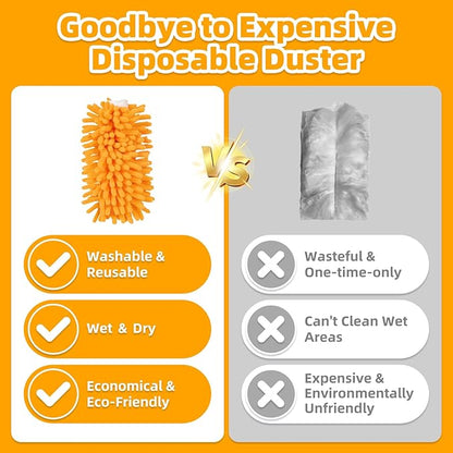LOVECO 8 Pack Dusters for Swiffer - Reusable Duster Refill Compatible with Swiffer, 360 Heavy Duty Dusters Refills (Include 1 Handle & Laundry Bag)
