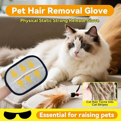 Electrostatic Pet Hair Removal Gloves: Quick Wiping - Reusable & Washable for Sofa Clothing Pet Beds Effortless Cats & Dogs Hair Remover for Busy Pet Owners (4pcs-Black)