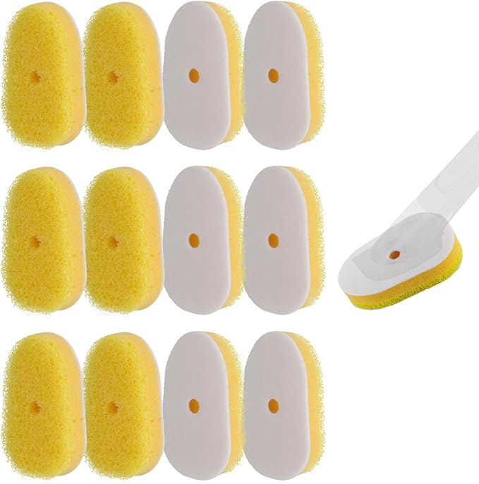 12 Packs Dish Wand Sponge Refills Compatible with Scrub Daddy - Replacement Heads, Dish Scrubber Brush for Cleaning Stuck-on Food, Sponge Replacement Heads for Kitchen Cleaning, (Only Refills)